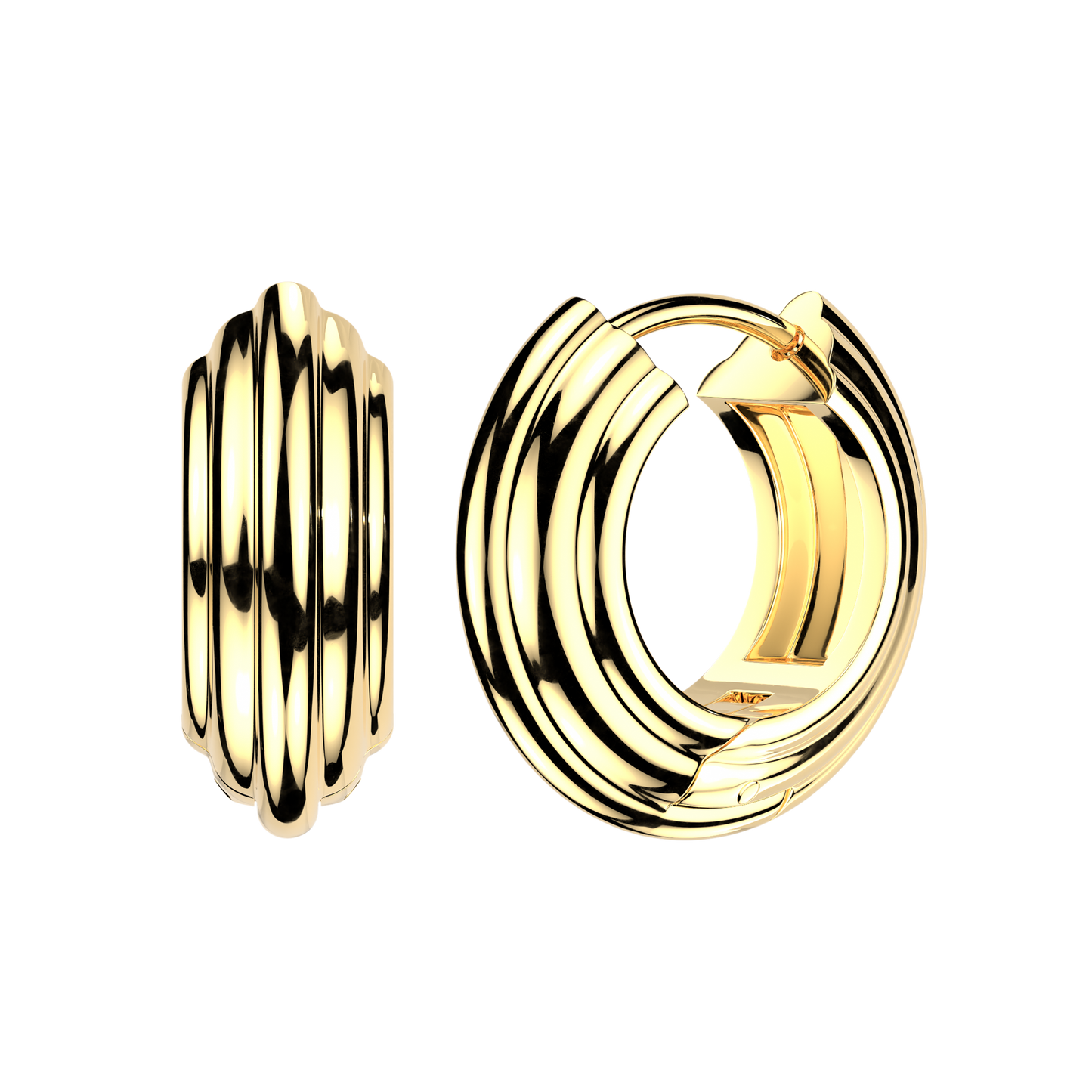 PAIR Wide Layered Hinged Hoop Earrings 316L Stainless Steel Hinge Action 18g