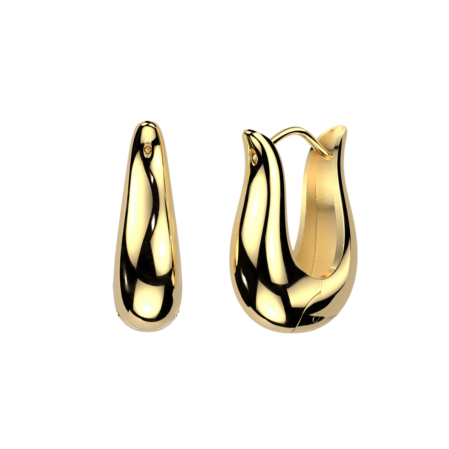 PAIR Wide Tulip Shape Hinged Hoop Earrings 316L Stainless Steel Hinge Action 18g