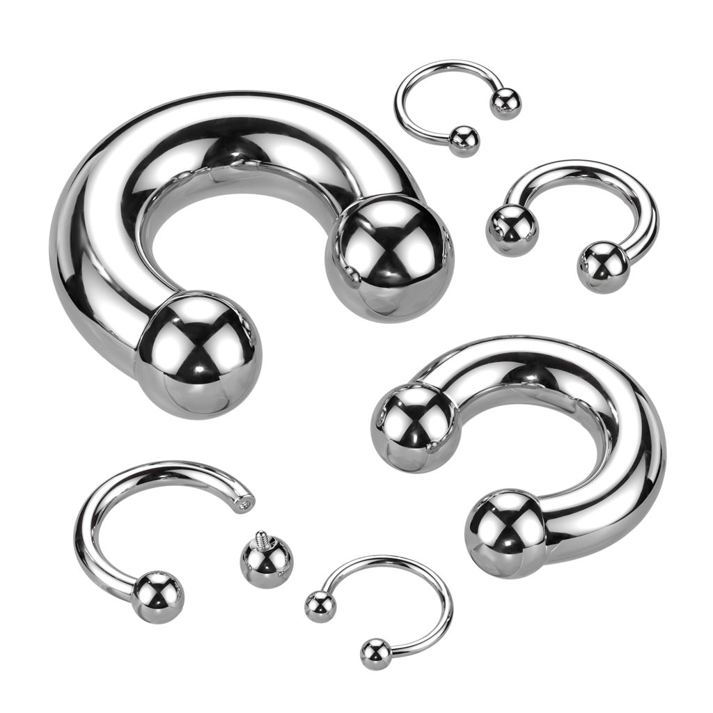1pc Internally Threaded Grade 23 Solid Titanium Horseshoe Circular Barbell