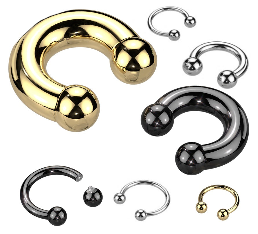 1pc Internally Threaded Grade 23 Solid Titanium Horseshoe Circular Barbell