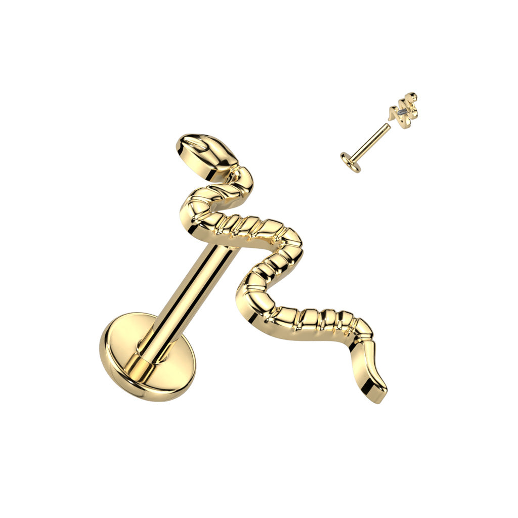 1pc Implant Grade Titanium Snake Labret Internally Threaded Cartilage Stud Ring
