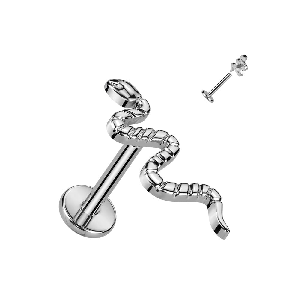 1pc Implant Grade Titanium Snake Labret Internally Threaded Cartilage Stud Ring