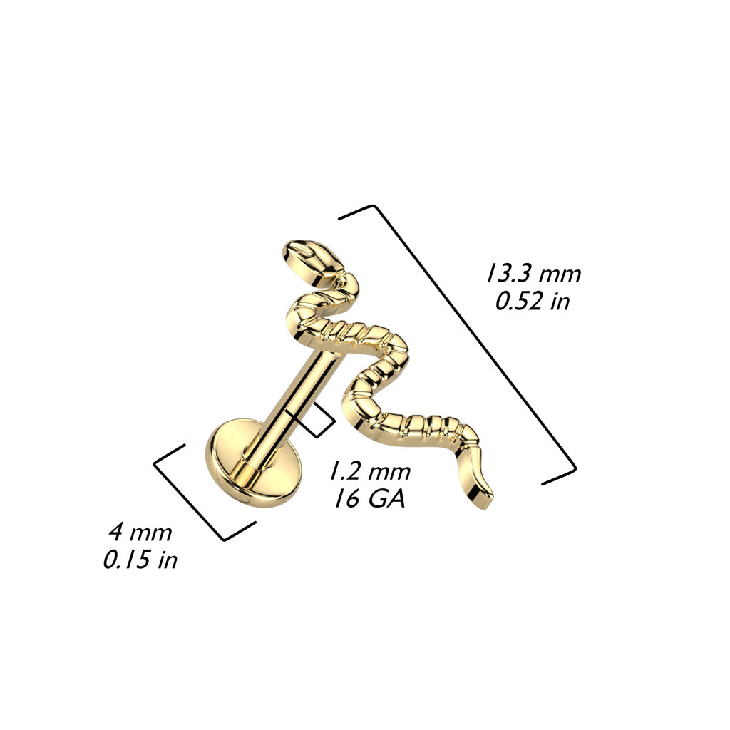 1pc Implant Grade Titanium Snake Labret Internally Threaded Cartilage Stud Ring