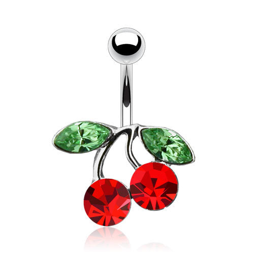 1pc Cherry CZ Gem Belly Ring Navel Piercing Pierced Naval Cherries Body Jewelry