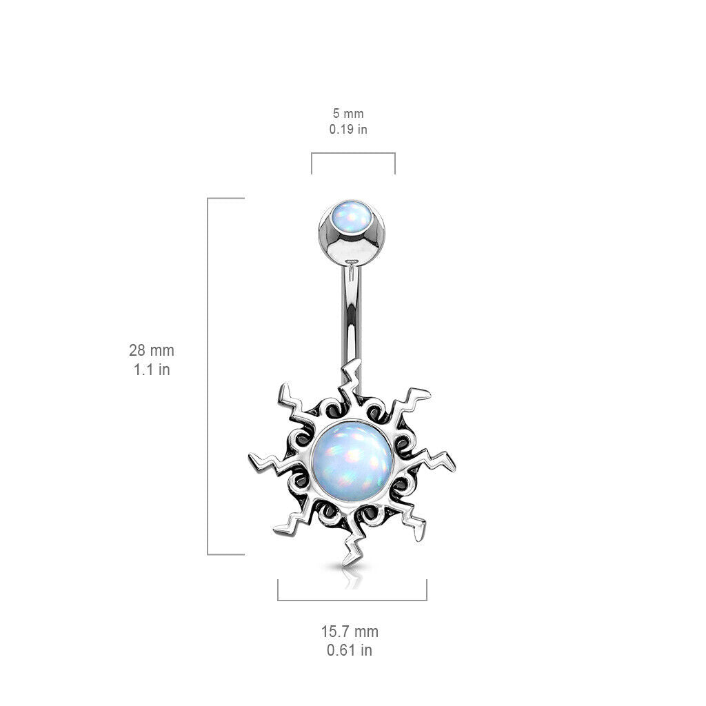 1pc Tribal Sun Illuminating Stone Surgical Steel Belly Ring Pierced Navel Naval