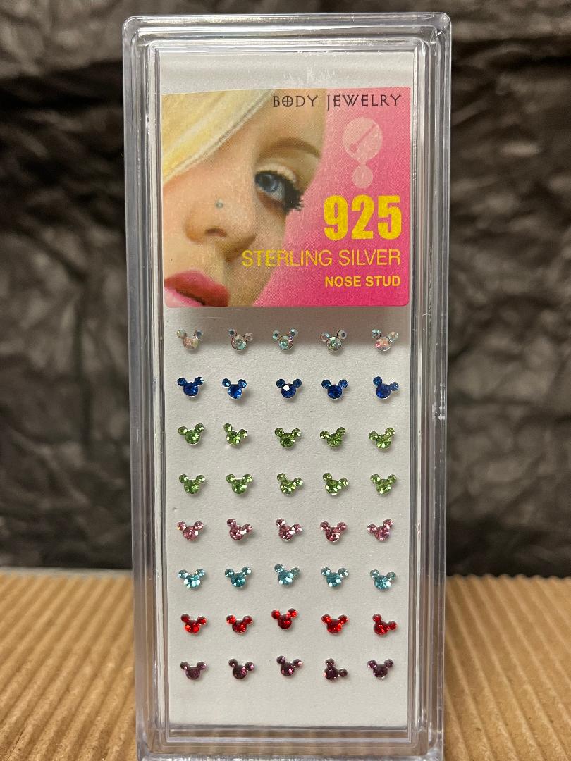 40pc Mouse Gem Nose Ring Stud Display 20g Minnie Mickey