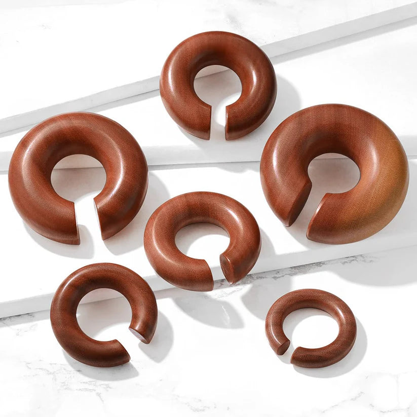 PAIR Saba Wood Hoops Hanger Plug Gauge Tunnel Spiral Taper Organic Earrings