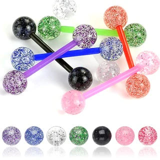 7 PAIR Value Pack Ultra Glitter Nipple Barbells Rings Shields 14g No Metal