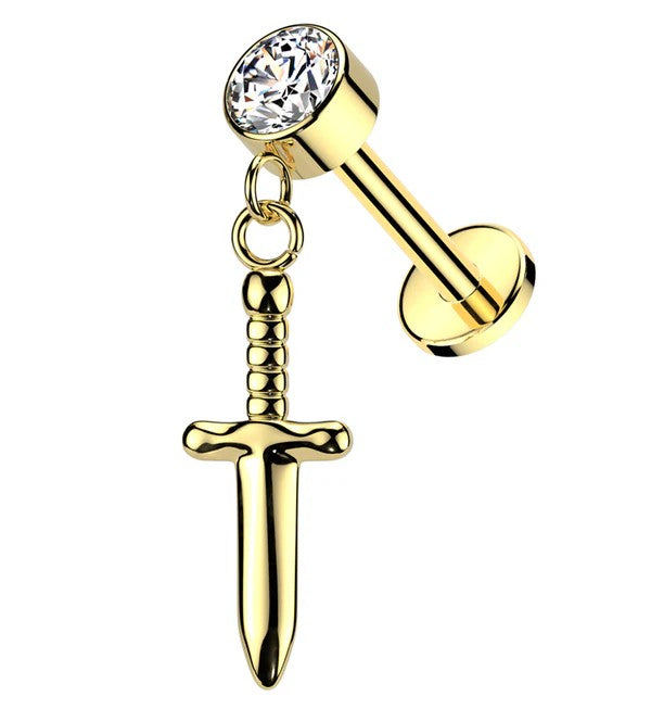 1pc Implant Grade Titanium Dagger Labret 16g Stud Tragus Helix Ear Cartilage