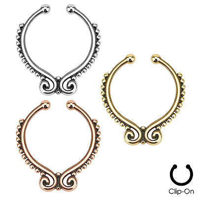 1pc Non-Piercing Beaded Line Septum Hanger