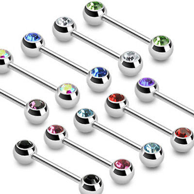 16pcs Front Facing Double Gem Nipple Rings