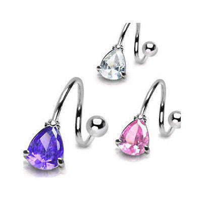 3pcs Teardrop Gem Spiral Belly Rings