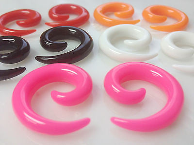 12pc Neon Spiral Taper Sets 00g, 0g, 2g, 4g, 6g, 8g