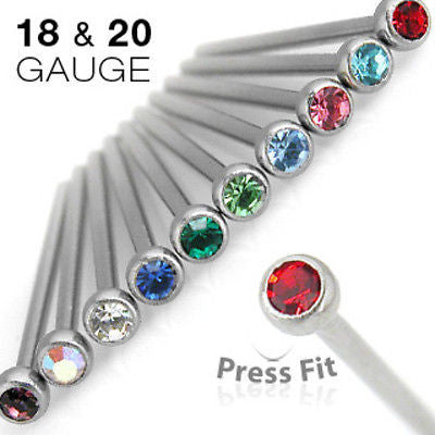 10pcs LONG 3/4" Steel Fishtail Gem Nose Rings