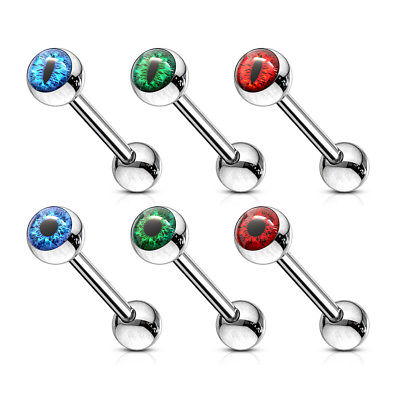 6pcs Eyeball & Snake Eye Ball Logo Tongue Barbell Rings 14g Tounge Wholesale Lot