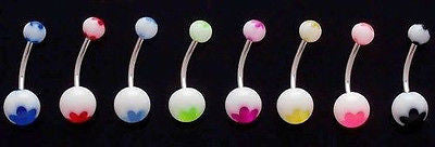 27pcs Flower UV Acrylic Belly Rings 14 gauge 14g Navel Naval