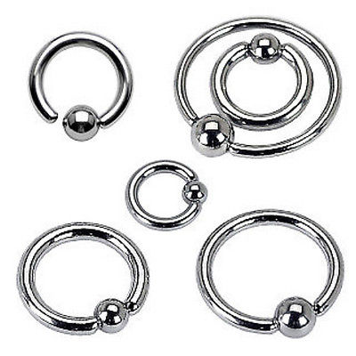 PAIR Fixed Ball Surgical Steel Captive Bead Rings Nipple, Ears