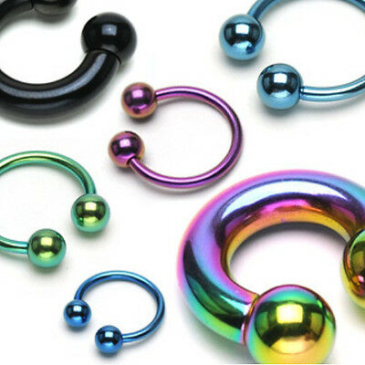 1pc Titanium Anodized Circular Barbell Horseshoe Septum, Eyebrow, Nipple Ring