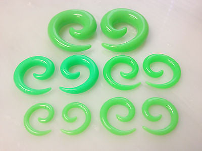 12pc Neon Spiral Taper Sets 00g, 0g, 2g, 4g, 6g, 8g