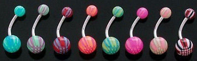 27pcs Multicolor Checker UV Acrylic Belly Rings 14g Navel Naval
