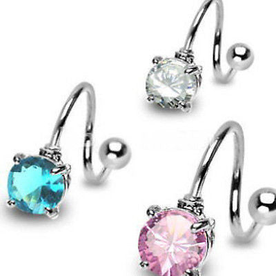 3pcs Round Gem Spiral Belly Rings