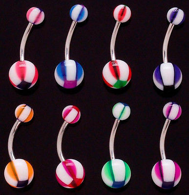 27pcs Cross Stripe UV Acrylic Belly Rings 14 gauge 14g Navel Naval