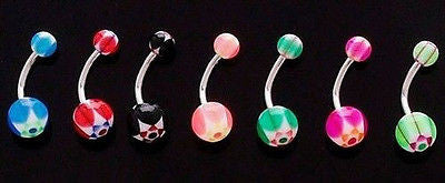 27pcs Double Star UV Acrylic Belly Rings 14 gauge 14g Navel Naval