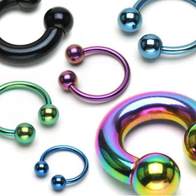 PAIR Titanium Septum, Eyebrow, Nipple Rings Horseshoe Circular Barbells