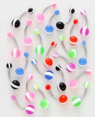 27pcs Racing Stripe UV Acrylic Belly Rings 14g Navel Naval