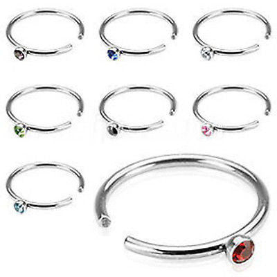 8pcs Gem Nose Hoops 20g Rings