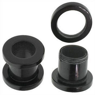 12pc Black Acrylic Tunnels 00g,0g,2g,4g,6g,8g