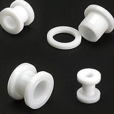 12pc White Acrylic Tunnels 00g,0g,2g,4g,6g,8g