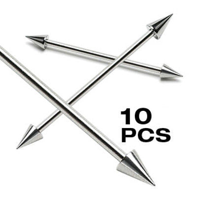 10pk Surgical Steel Spiked Barbells