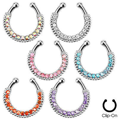 1pc Non-Piercing Single Line Paved Gem Septum Hanger