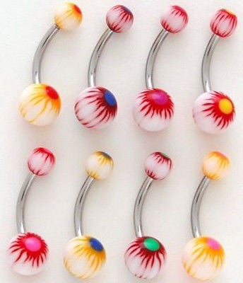 33pcs Sunburst UV Acrylic Belly Rings 14g Navel Naval