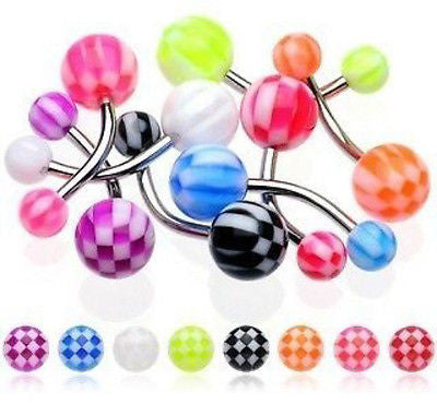 27pcs Checker UV Acrylic Belly Rings 14g Navel Naval