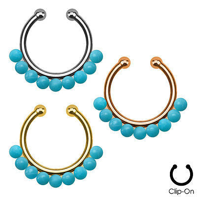 1pc Non-Piercing Turquoise Bead Septum Hanger