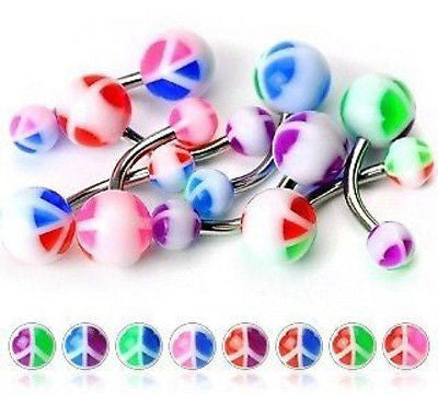 21pcs Peace UV Acrylic Belly Rings 14g Navel Naval