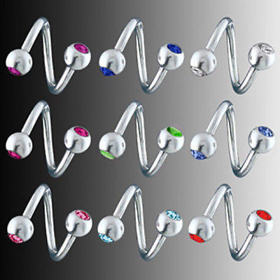 10pcs Gemmed Spiral Belly Rings Navel naval