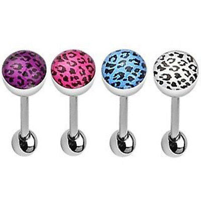 4pcs Leopard Print Tongue Rings