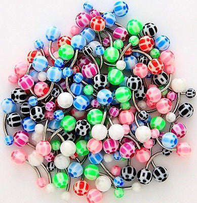 30pcs Soccer Ball UV Acrylic Belly Rings 14g Navel Naval