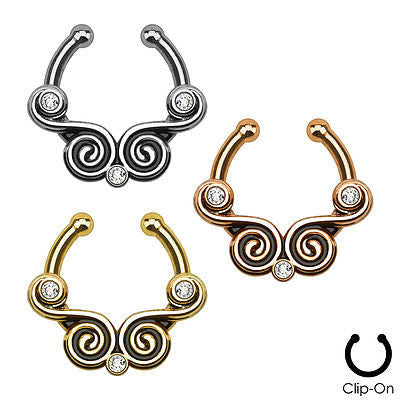 1pc Non-Piercing Lace Swirl w/Gems Septum Hanger