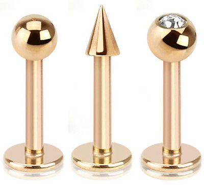 1pc Rose Gold Ball, Spike or Gem Style Labret, Monroe Stud Lip Ring