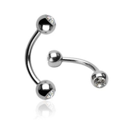 10pcs Double Clear Gem 16g Curved Eyebrow Rings