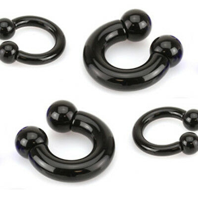 PAIR Lightweight Black Acrylic Circular Barbells Horseshoes