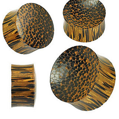 PAIR Palm Wood Convex / Concave Plugs - Only 7/8" Left In Stock!