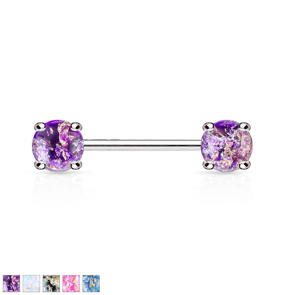 PAIR Lava Glitter Nipple Rings Shields 316L Surgical Steel Barbells Body Jewelry
