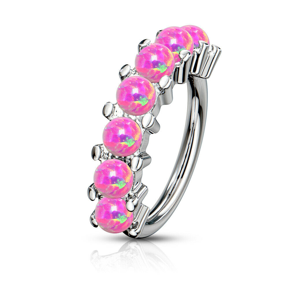 1pc Bendable 7 Opal Hoop Ring Nose Eyebrow Cartilage Rook Daith Helix Tragus