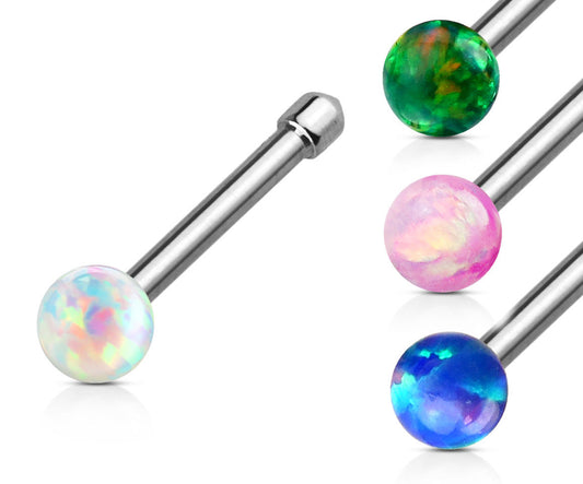 1pc Opal Ball Surgical Steel 20g Nose Stud Bone Ring