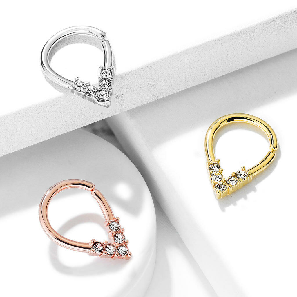 1pc Pear Shaped Bendable Hoop CZ Gem Ring Septum Daith Rook Tragus Ear Cartilage